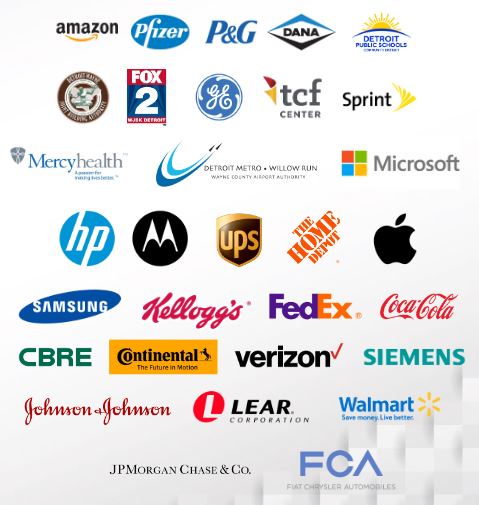 Logos of Fortune 500 companies served by our security management team